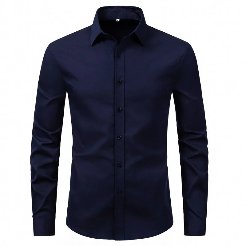 Men's Plus Size Button Up Long Sleeve Shirt - cas7m
