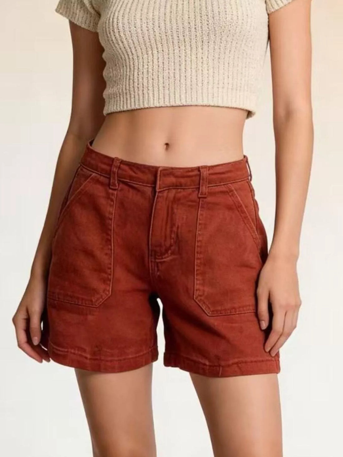 Pocketed Denim Shorts - cas7m