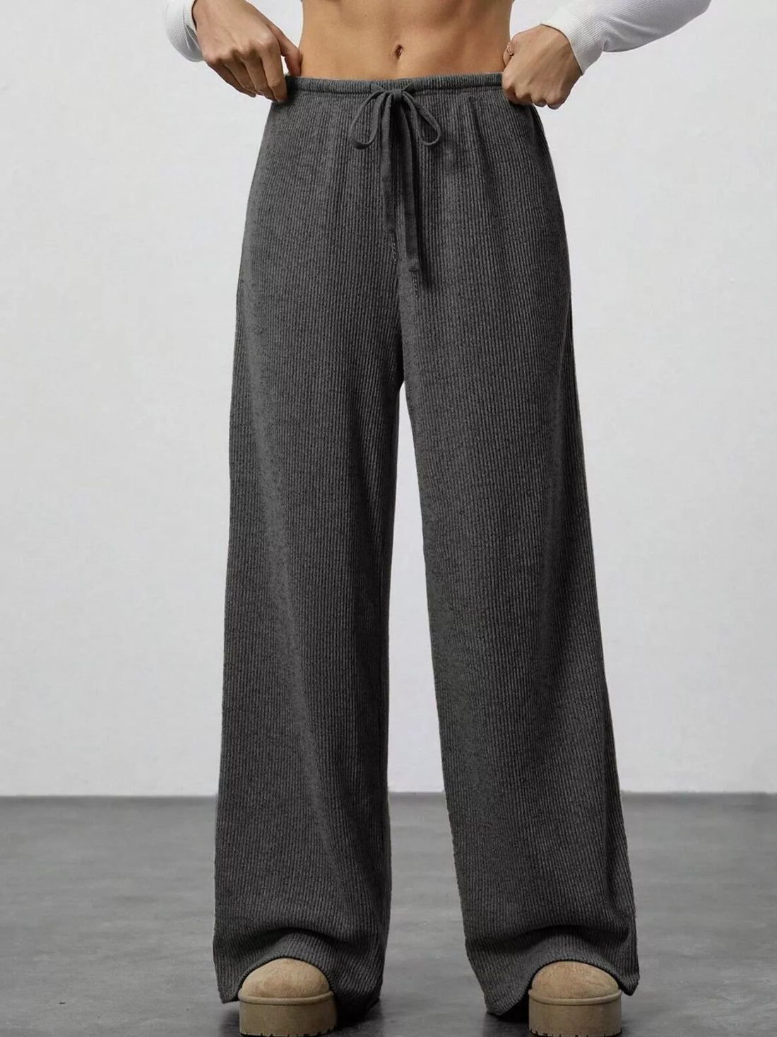Relaxed Fit Wide Leg Pants - cas7m