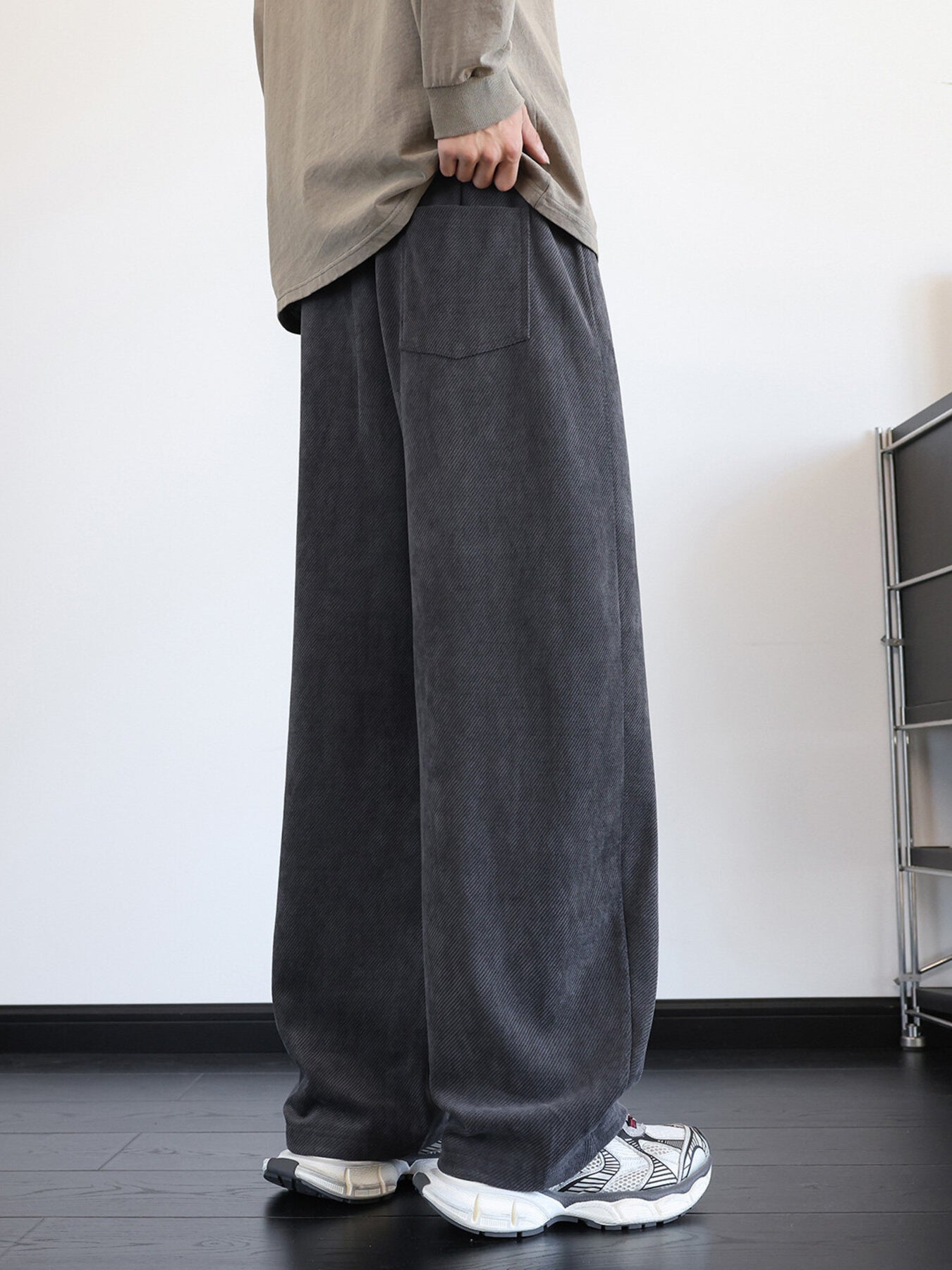 Men's Plus Size Vintage Washed Wide Leg Pants - cas7m