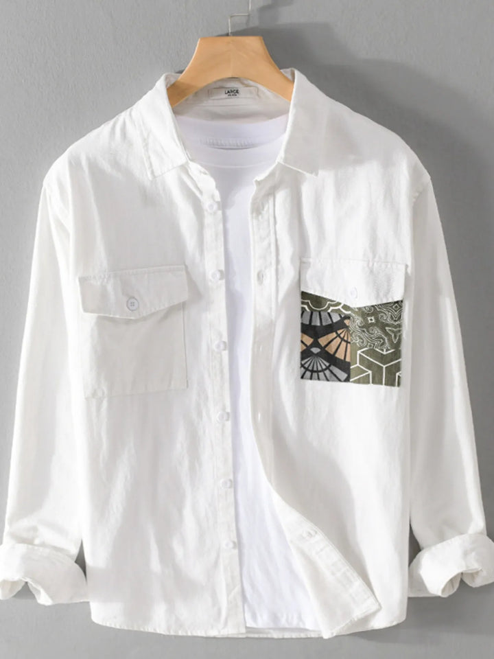 Men's Plus Size Button Up Long Sleeve Shirt - cas7m