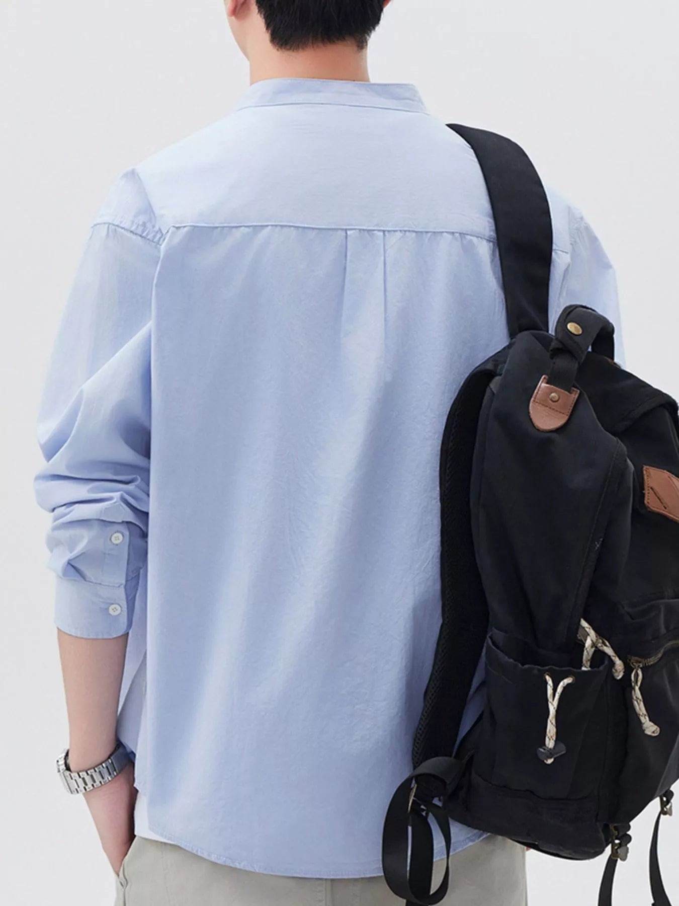 Men's Plus Size Button Up Long Sleeve Shirt - cas7m