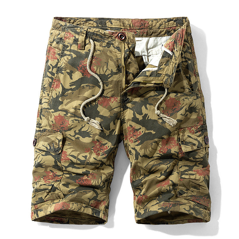 Camouflage Loose Straight-leg Cargo Shorts