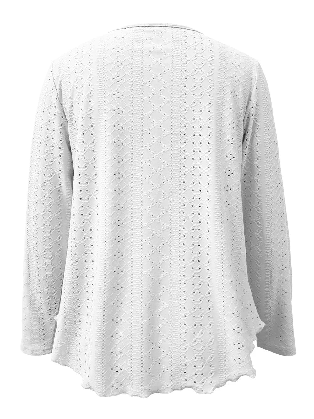 Eyelet Long Sleeve Blouse - cas7m