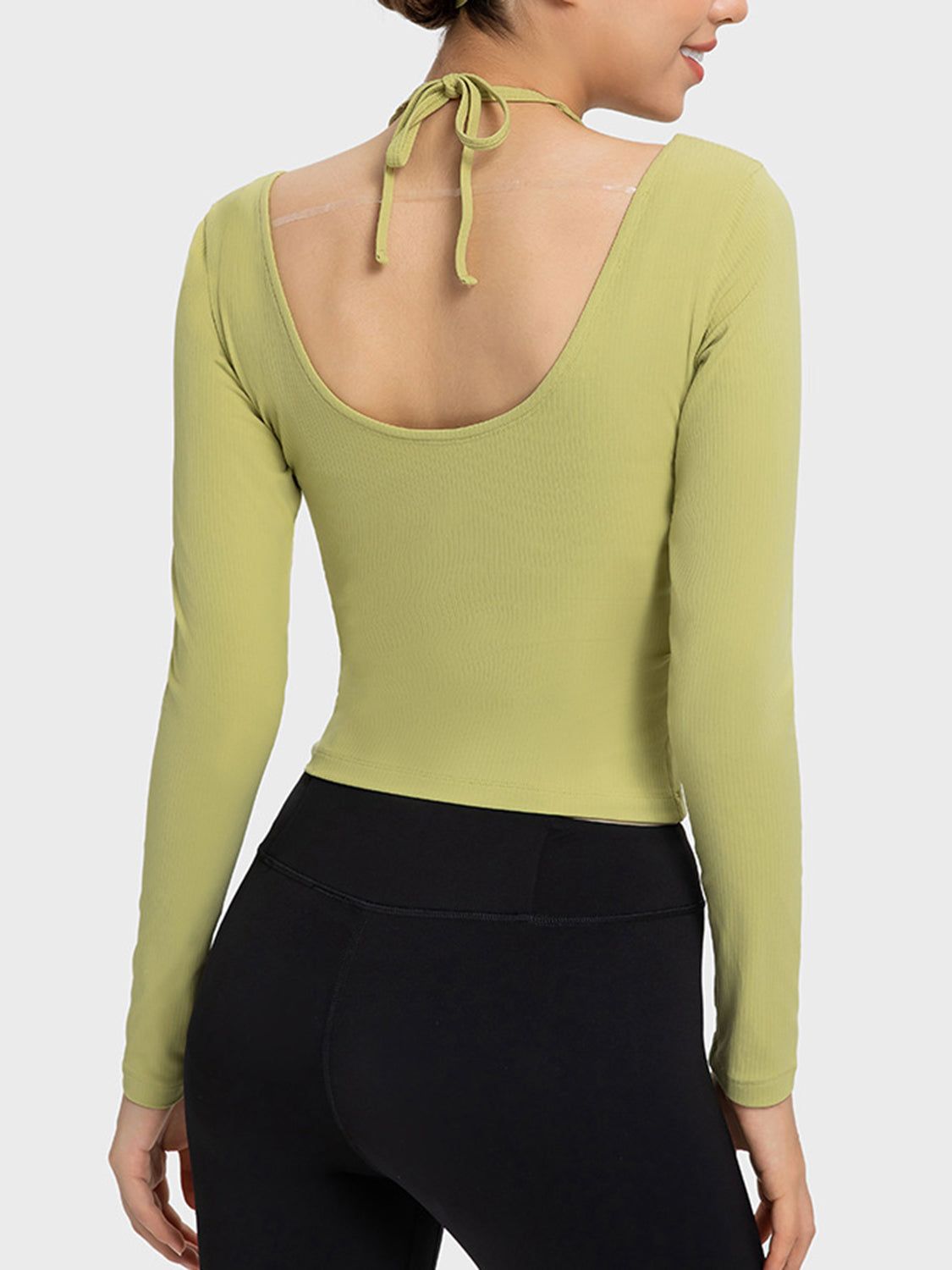 Millennia Halter Neck Long Sleeve Sporty Top - cas7m