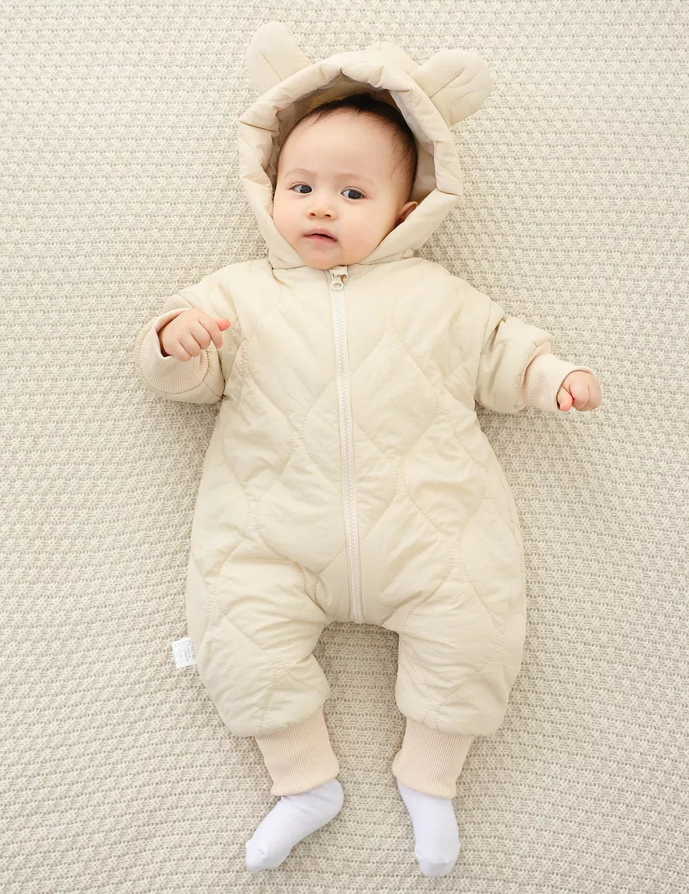 Children's Zip Front Hooded Padded One-Piece - cas7m