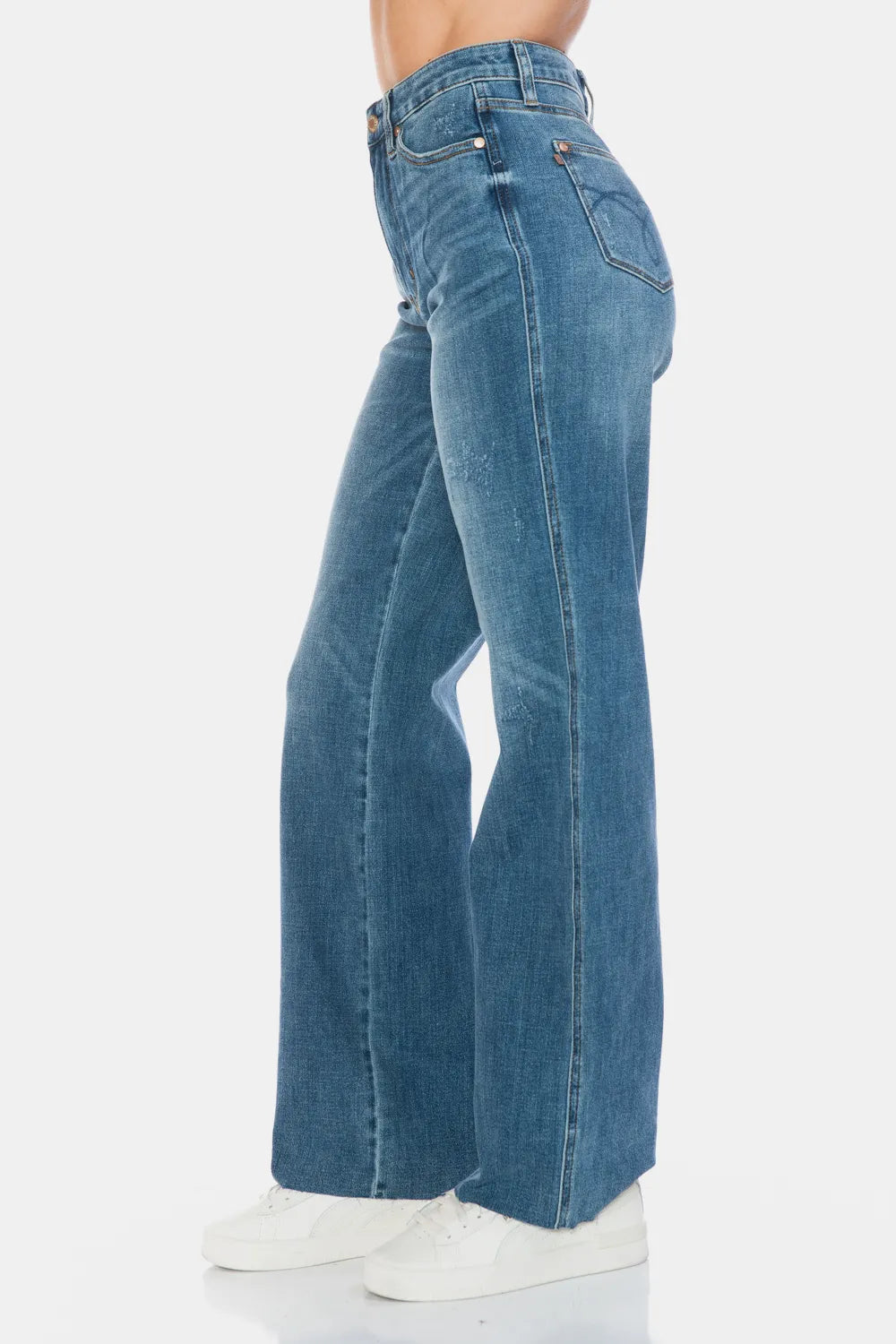 Judy Blue Full Size Tummy Control Cut Raw Hem Straight Jeans - cas7m