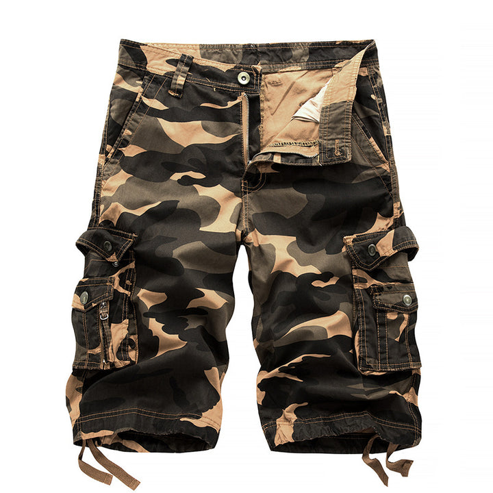 Men's Plus Size Camouflage Multi-pocket Overalls Shorts