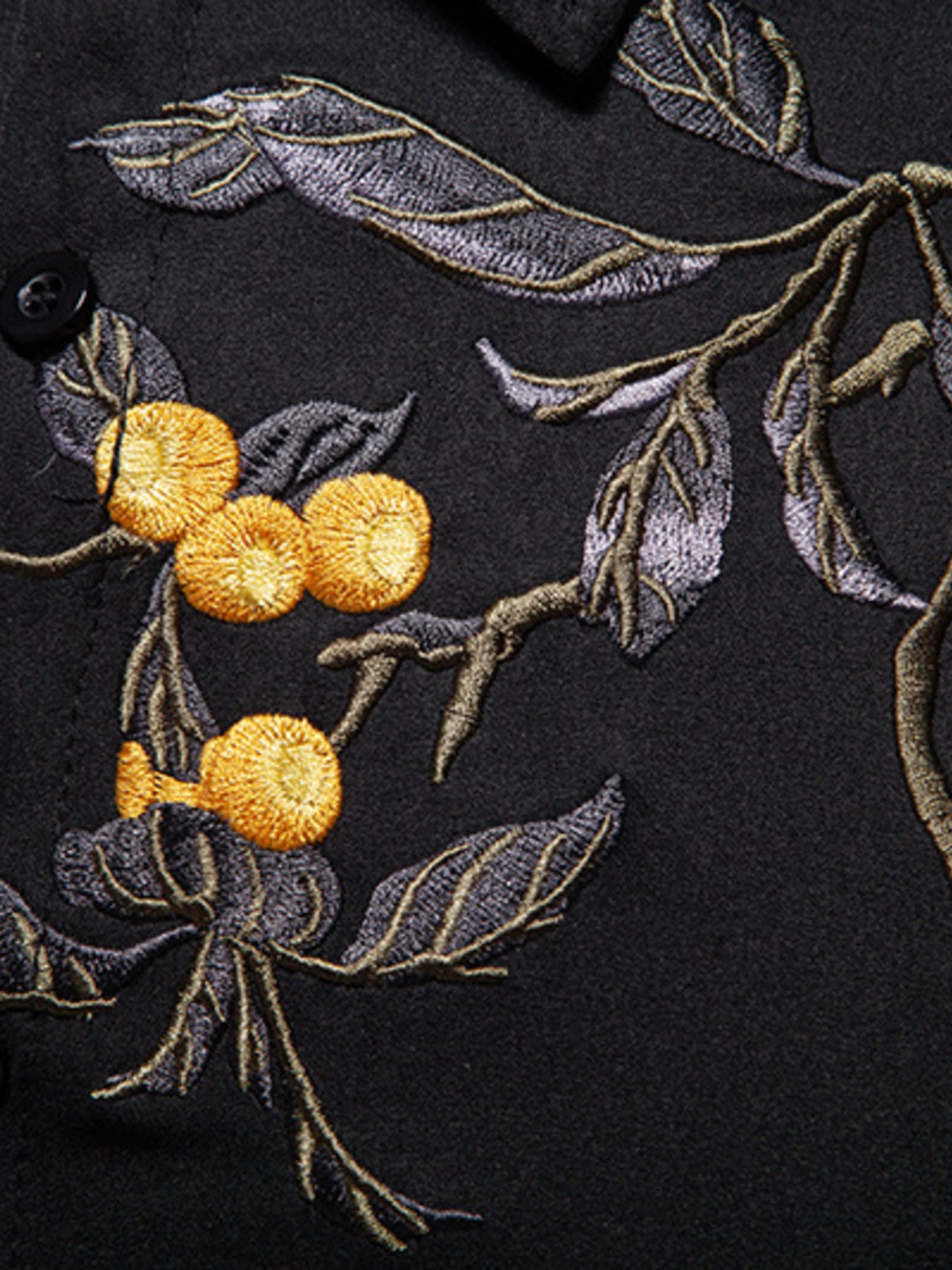 Men's Embroidered Floral Long Sleeve Shirt - cas7m
