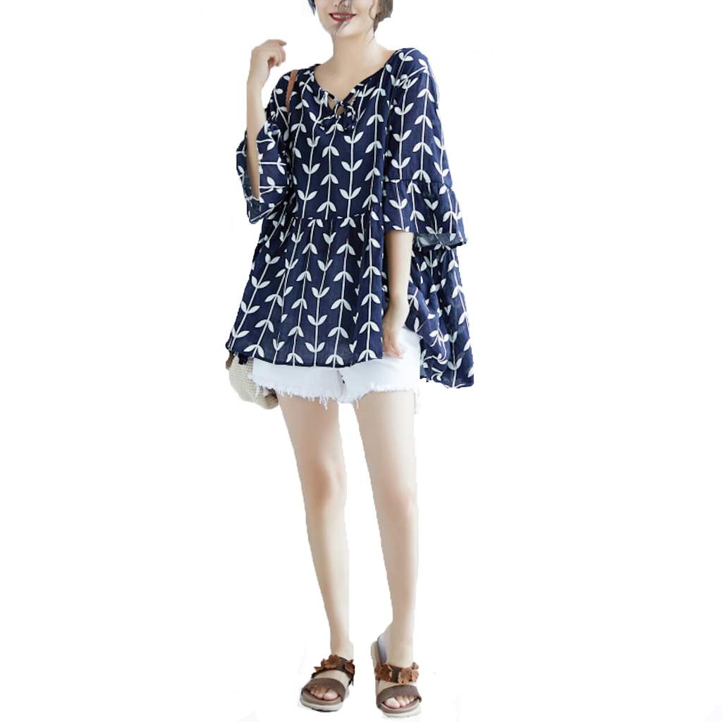 Womens Linen Floral Top - cas7m
