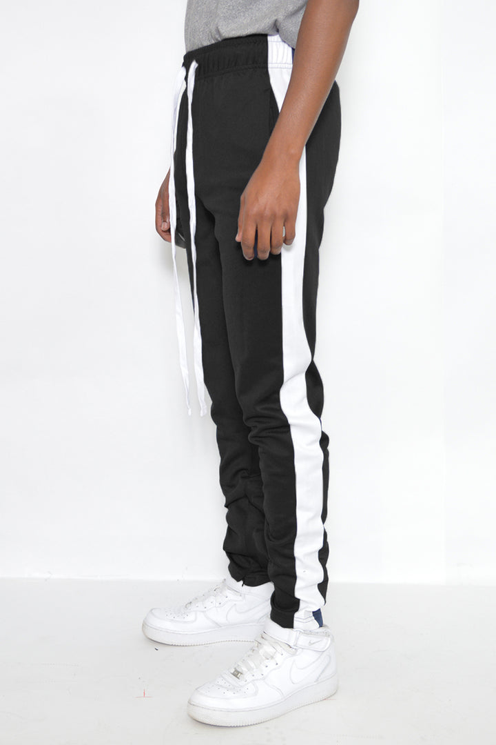 SLIM FIT TRACK PANTS- BLACK/ WHITE - cas7m