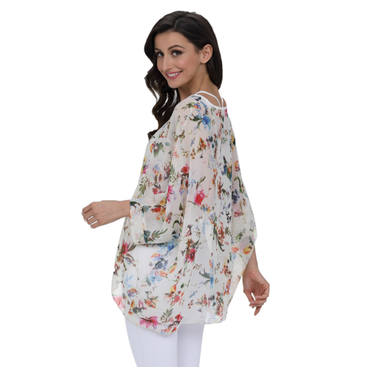 Womens Summer Floral Print Chiffon Tunic Top - cas7m