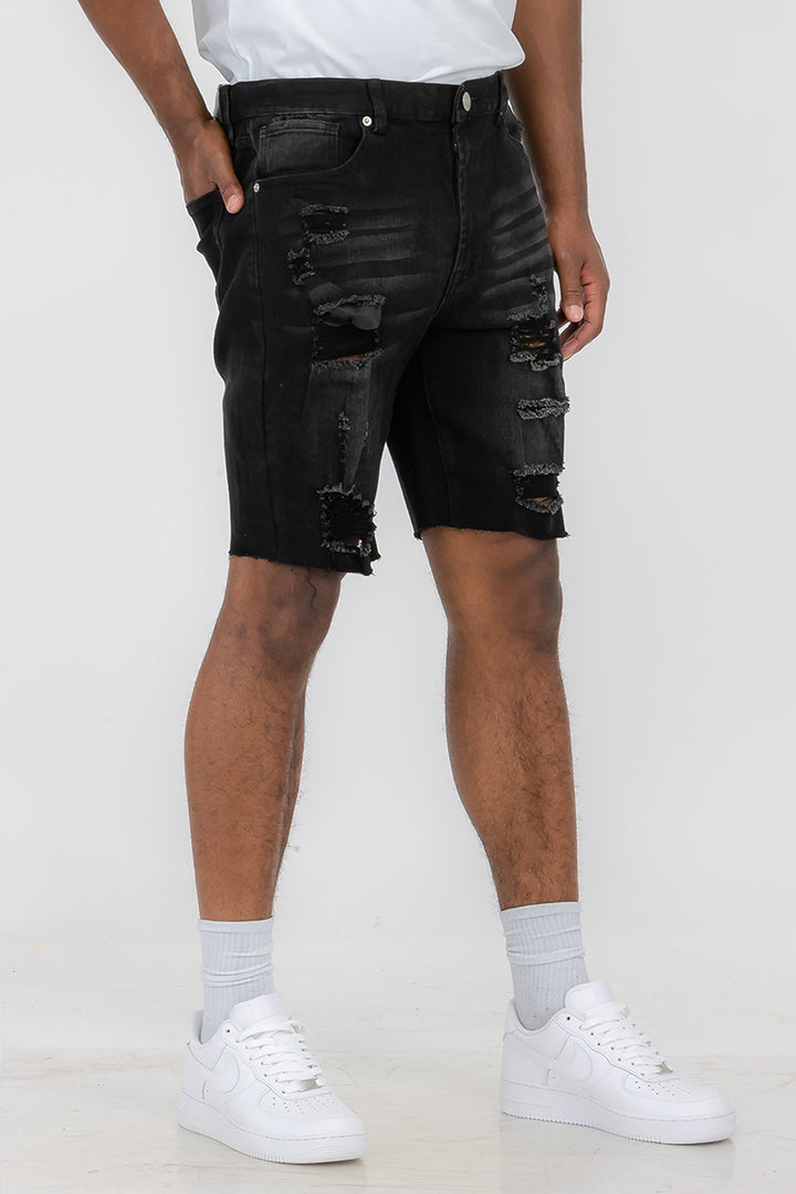 Mens Distressed Denim Shorts - cas7m