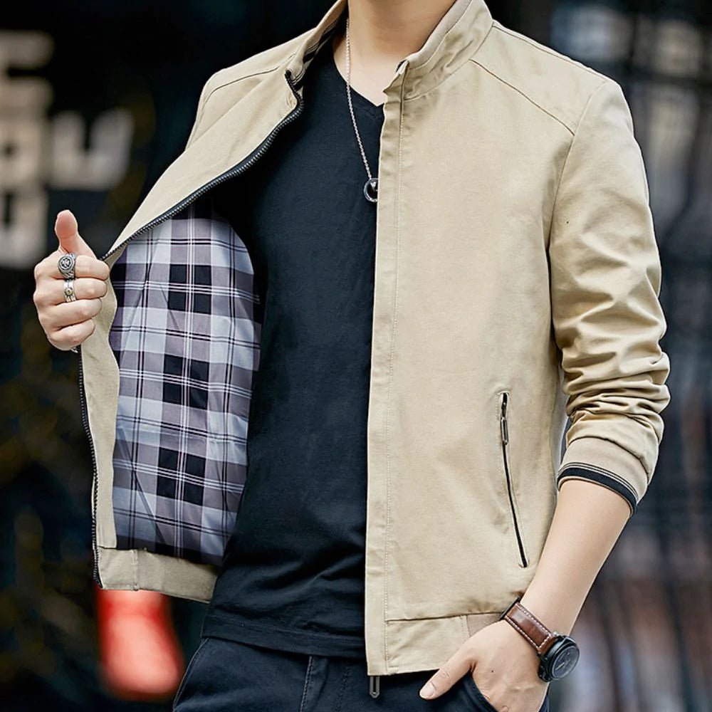 Mens Stand Collar Zipped Up Jacket - cas7m