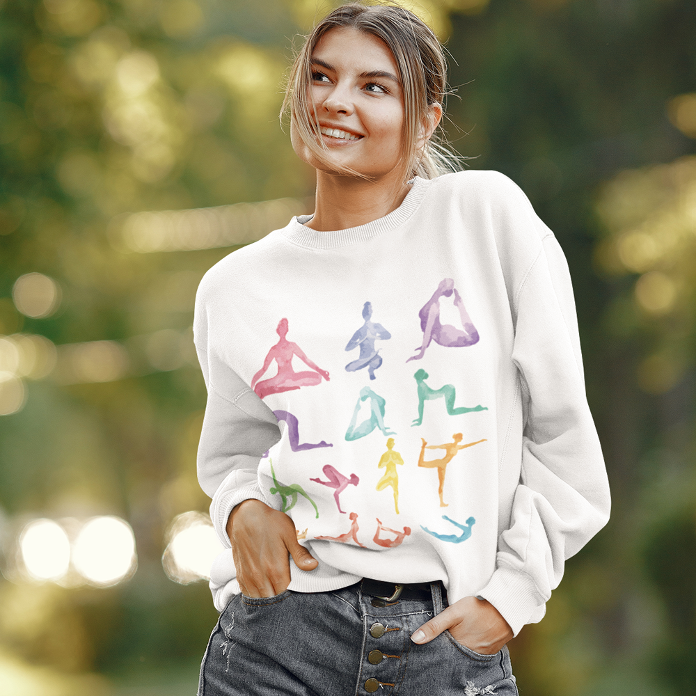 Yoga Theme Crewneck Sweatshirt - cas7m
