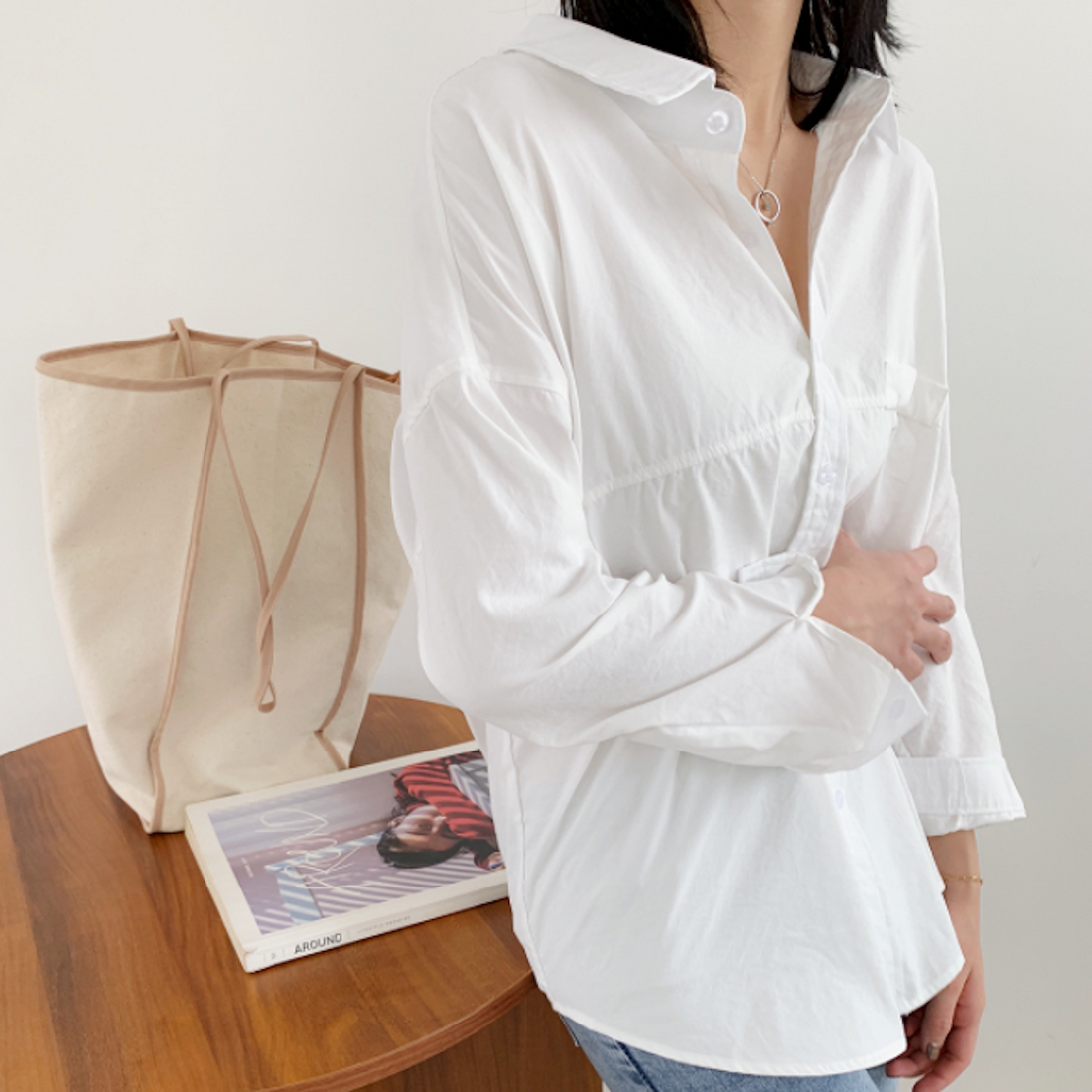 Womens Relaxed Fit Longline Shirt - cas7m