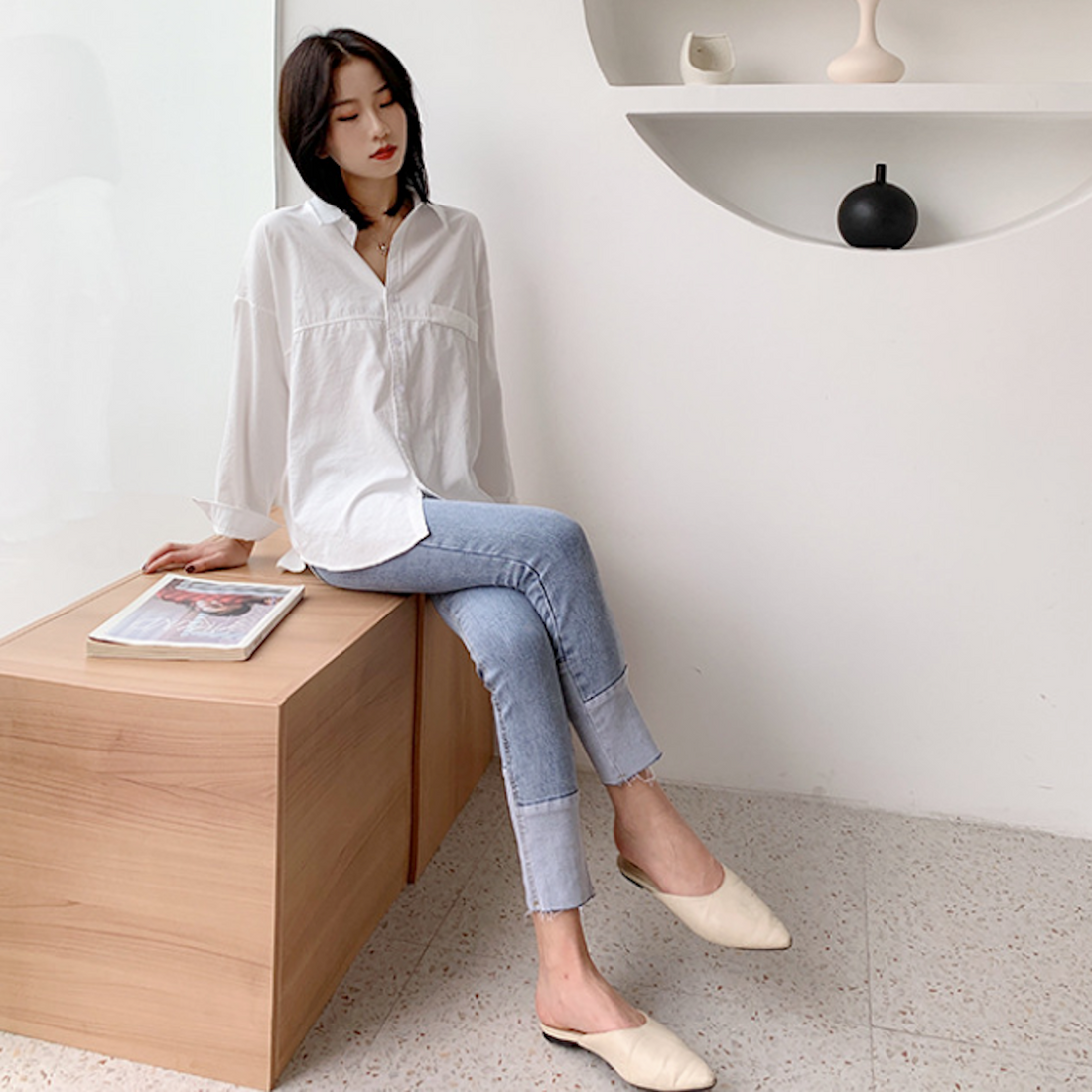 Womens Relaxed Fit Longline Shirt - cas7m