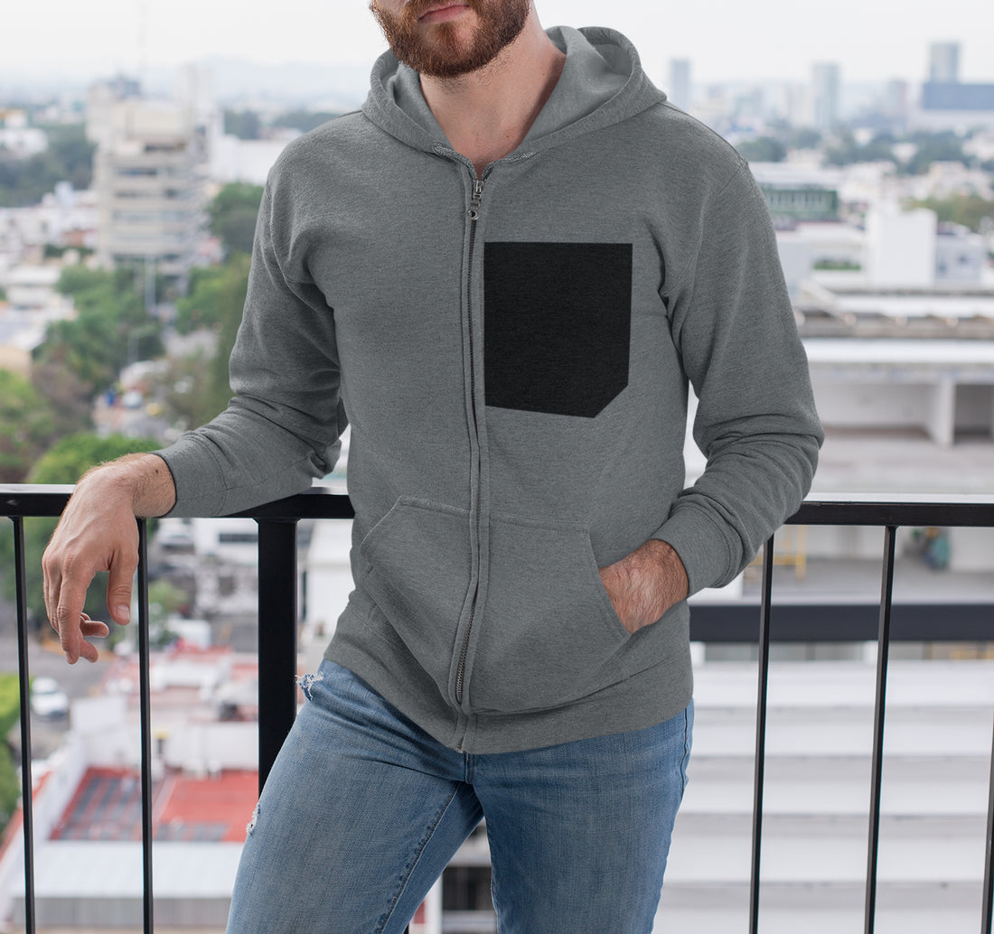 Mens Faux Black Pocket Heavy Blend Zip Up Hoodie - cas7m