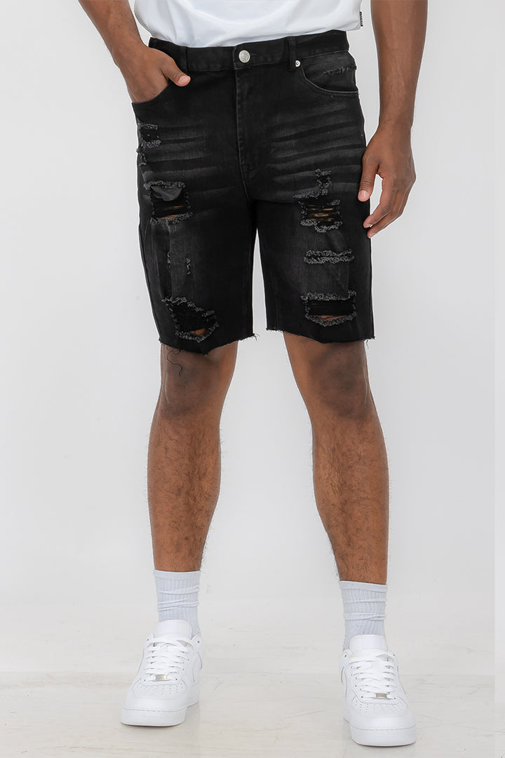 Mens Distressed Denim Shorts - cas7m