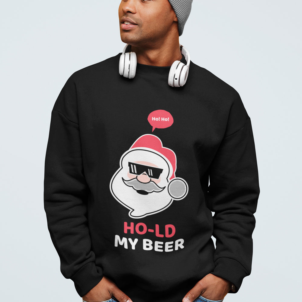 Mens Ho Ho Ho Santa Beer Crewneck Sweatshirt - cas7m