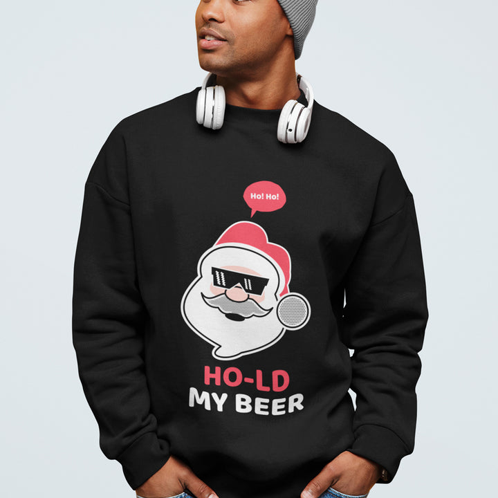 Mens Ho Ho Ho Santa Beer Crewneck Sweatshirt - cas7m
