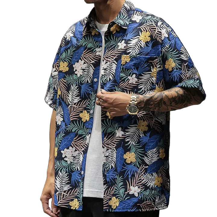 Mens Loose Fit Summer Hawaiian Shirt - cas7m