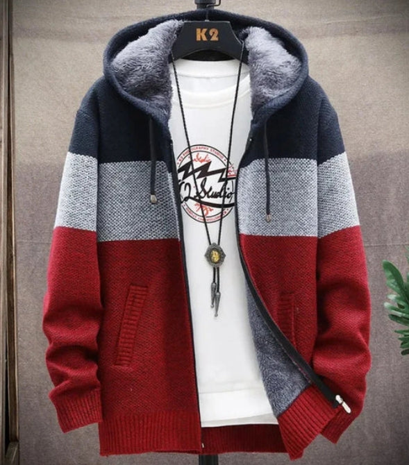 Mens Hooded Zipper Jacket Sweater Jacket - cas7m