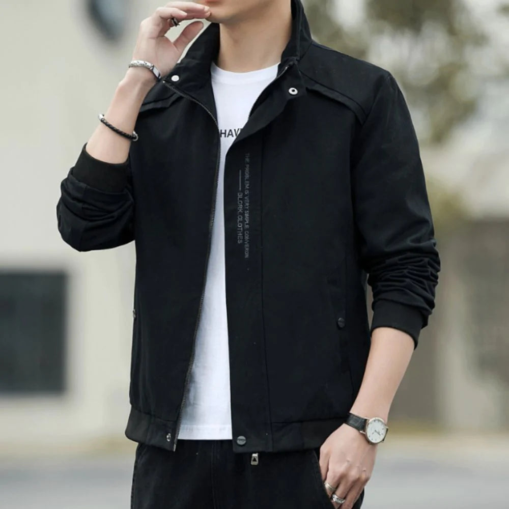 Mens Stand Collar Zipped Up Jacket - cas7m