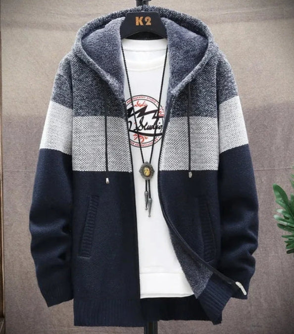 Mens Hooded Zipper Jacket Sweater Jacket - cas7m