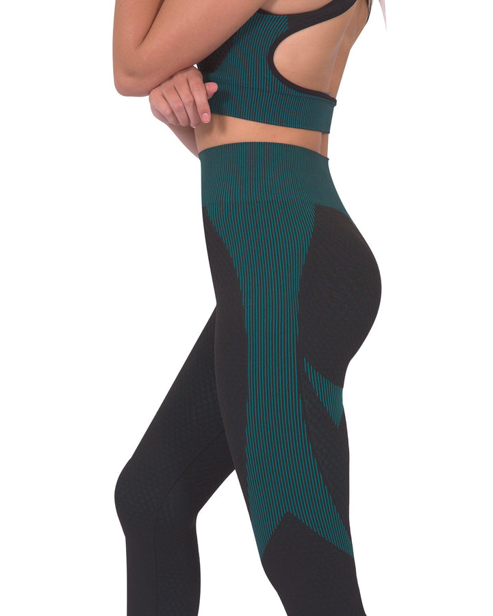 Trois Seamless Legging - Black with Blue - cas7m
