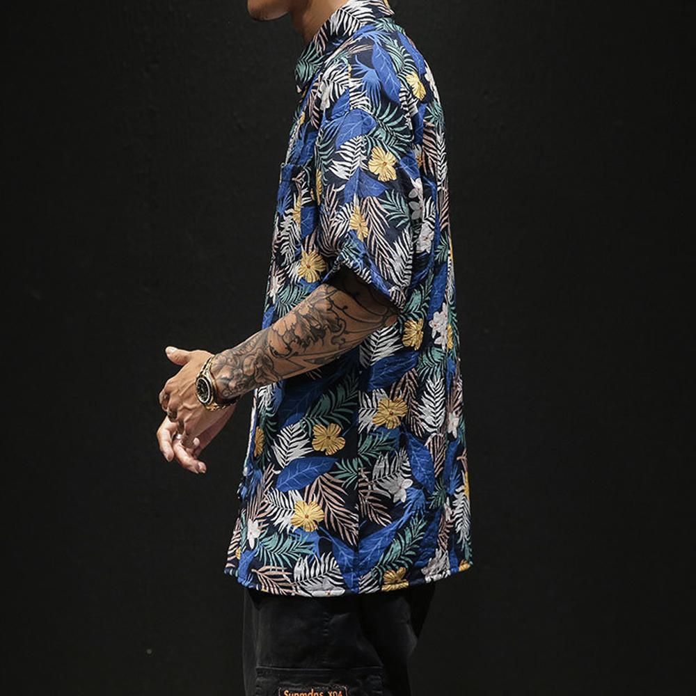 Mens Loose Fit Summer Hawaiian Shirt - cas7m