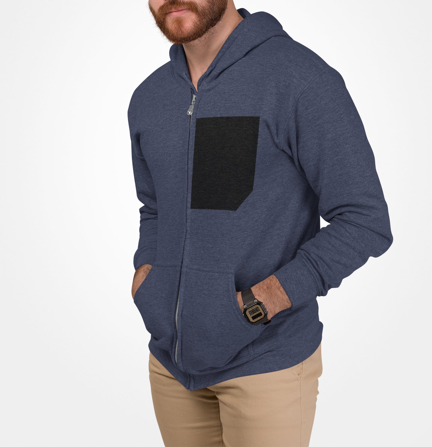 Mens Faux Black Pocket Heavy Blend Zip Up Hoodie - cas7m