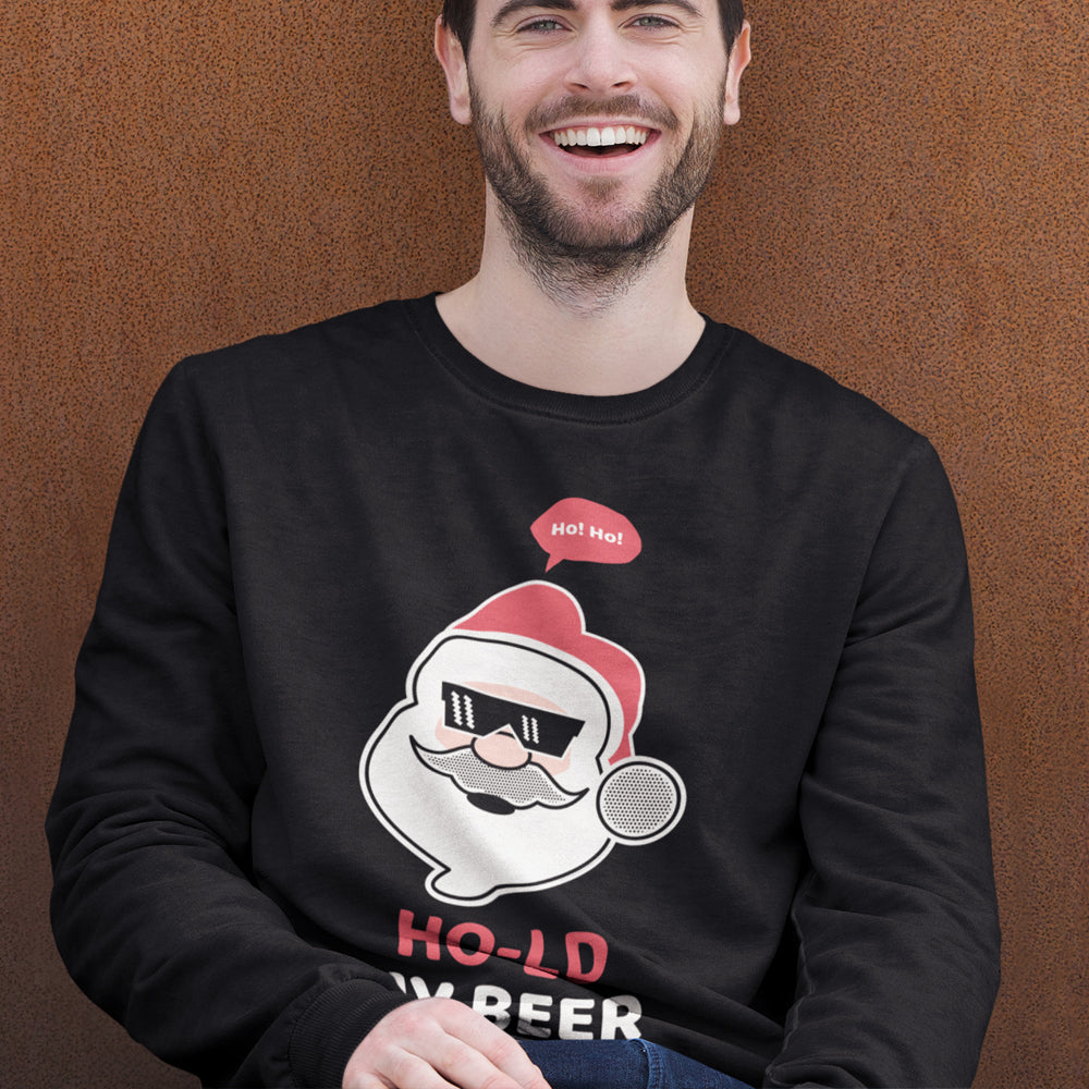 Mens Ho Ho Ho Santa Beer Crewneck Sweatshirt - cas7m