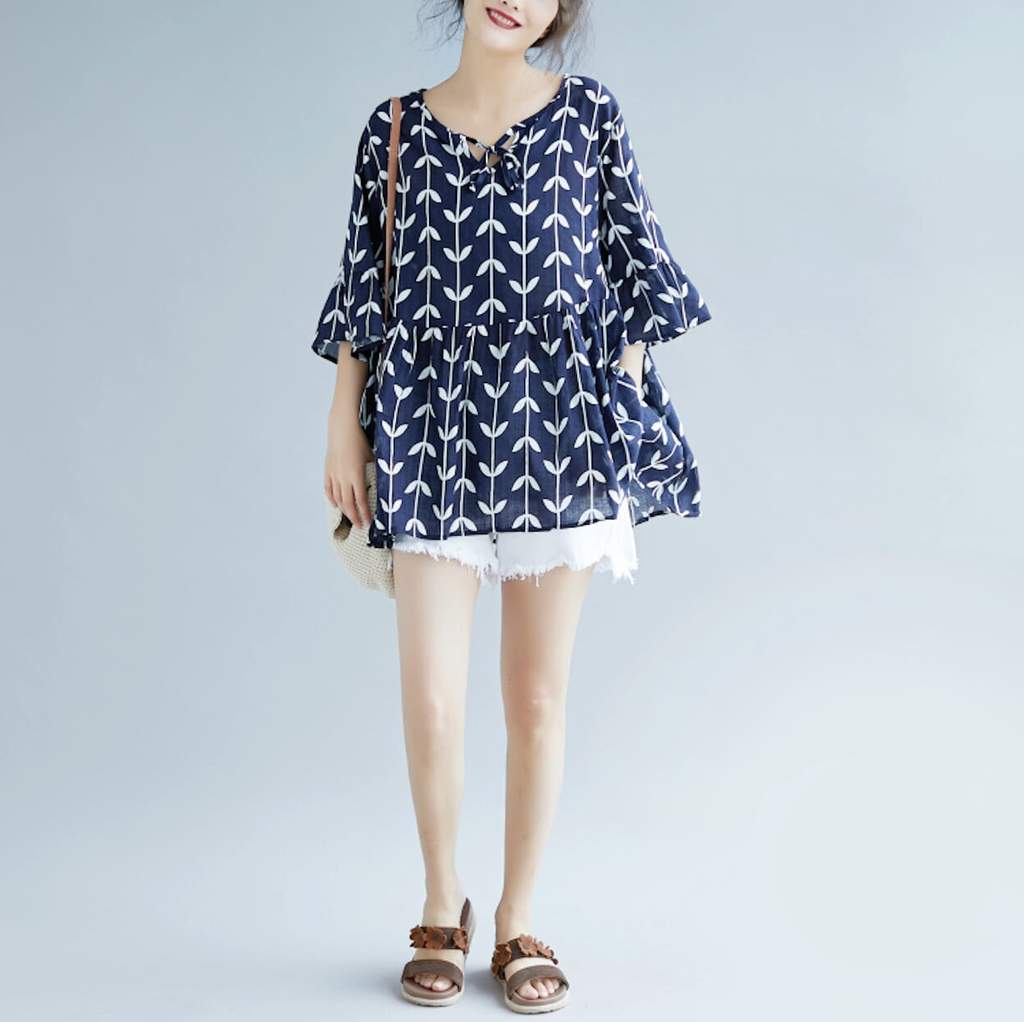 Womens Linen Floral Top - cas7m