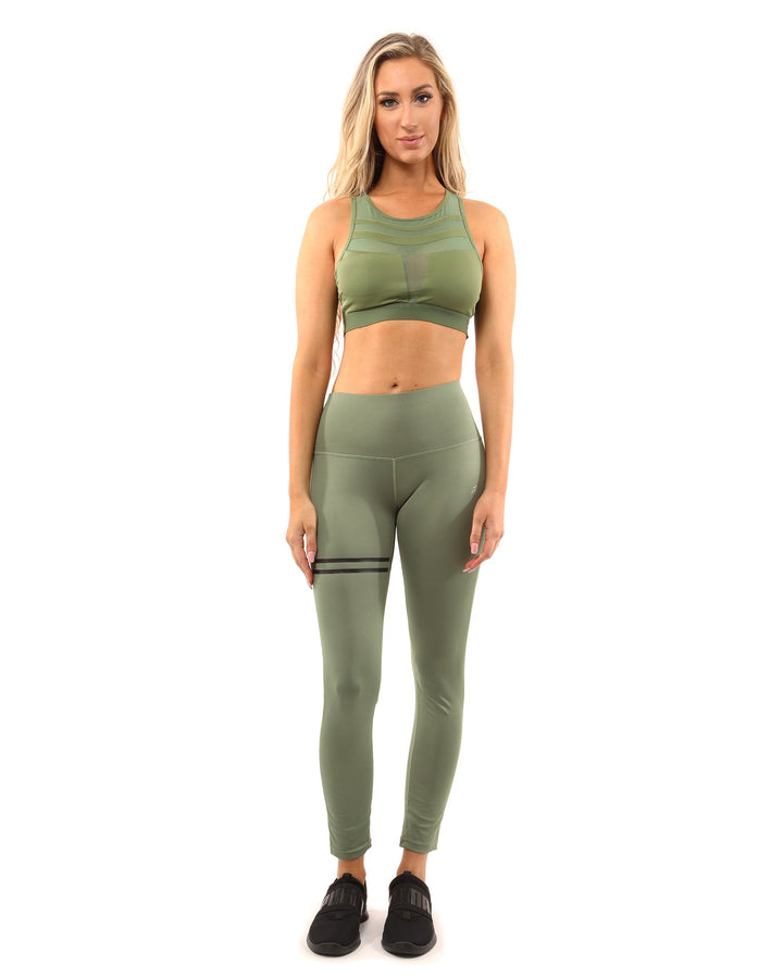 Huntington Set - Leggings & Sports Bra - Olive Green - cas7m