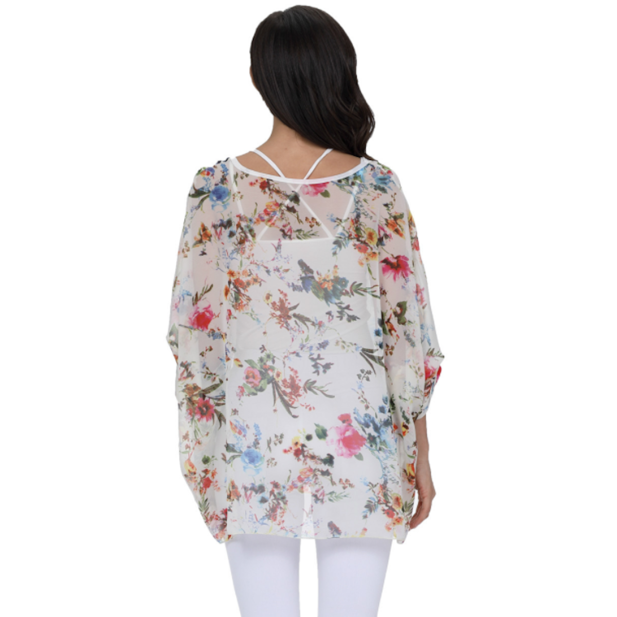 Womens Summer Floral Print Chiffon Tunic Top - cas7m