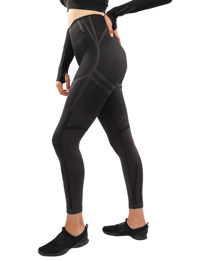 DECATA SEAMLESS LEGGINGS - BLACK & BROWN - cas7m