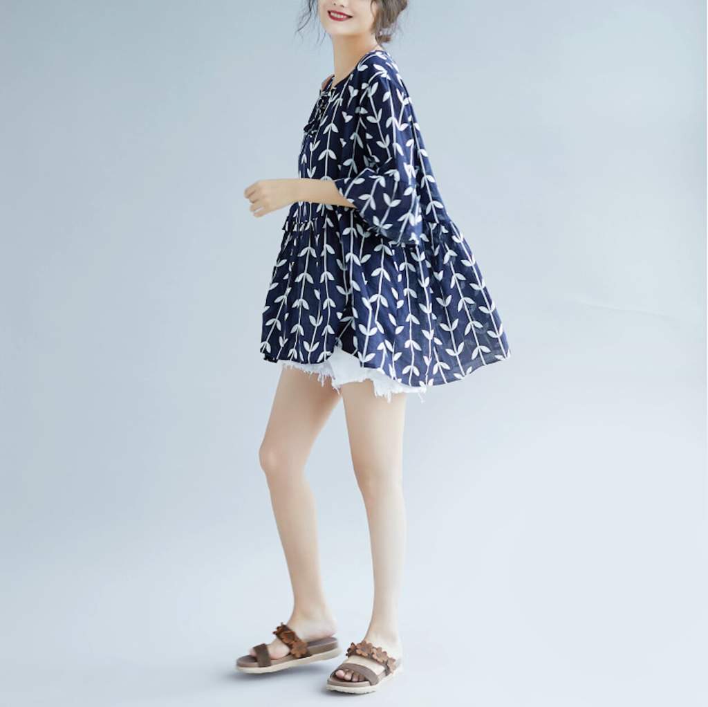 Womens Linen Floral Top - cas7m