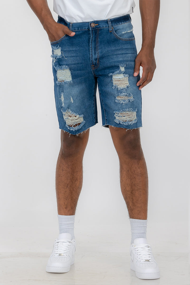 Mens Distressed Denim Shorts - cas7m