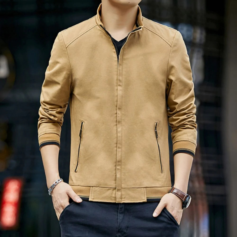 Mens Stand Collar Zipped Up Jacket - cas7m