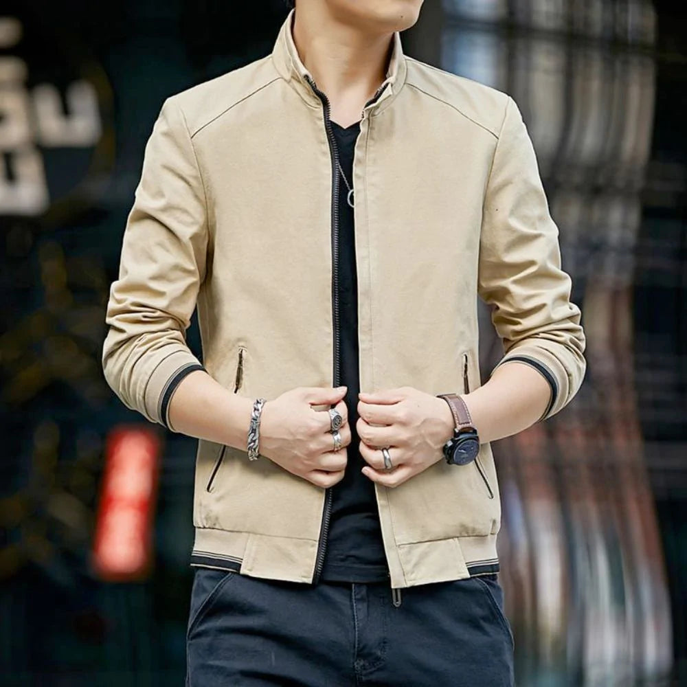 Mens Stand Collar Zipped Up Jacket - cas7m