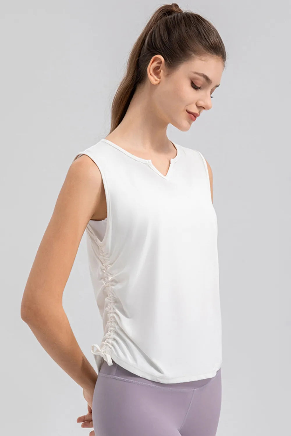 Notched Wide Strap Active Tank - cas7m