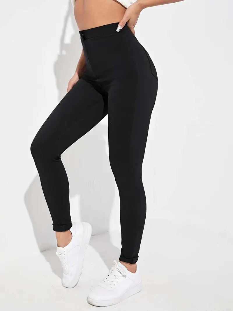 Women's High Rise Skinny Fit Denim Jeans with Rolled Hem - cas7m
