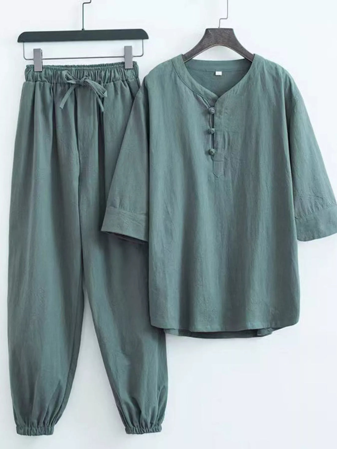 Men's Plus Size Chinese Style Top and Pants Set - cas7m