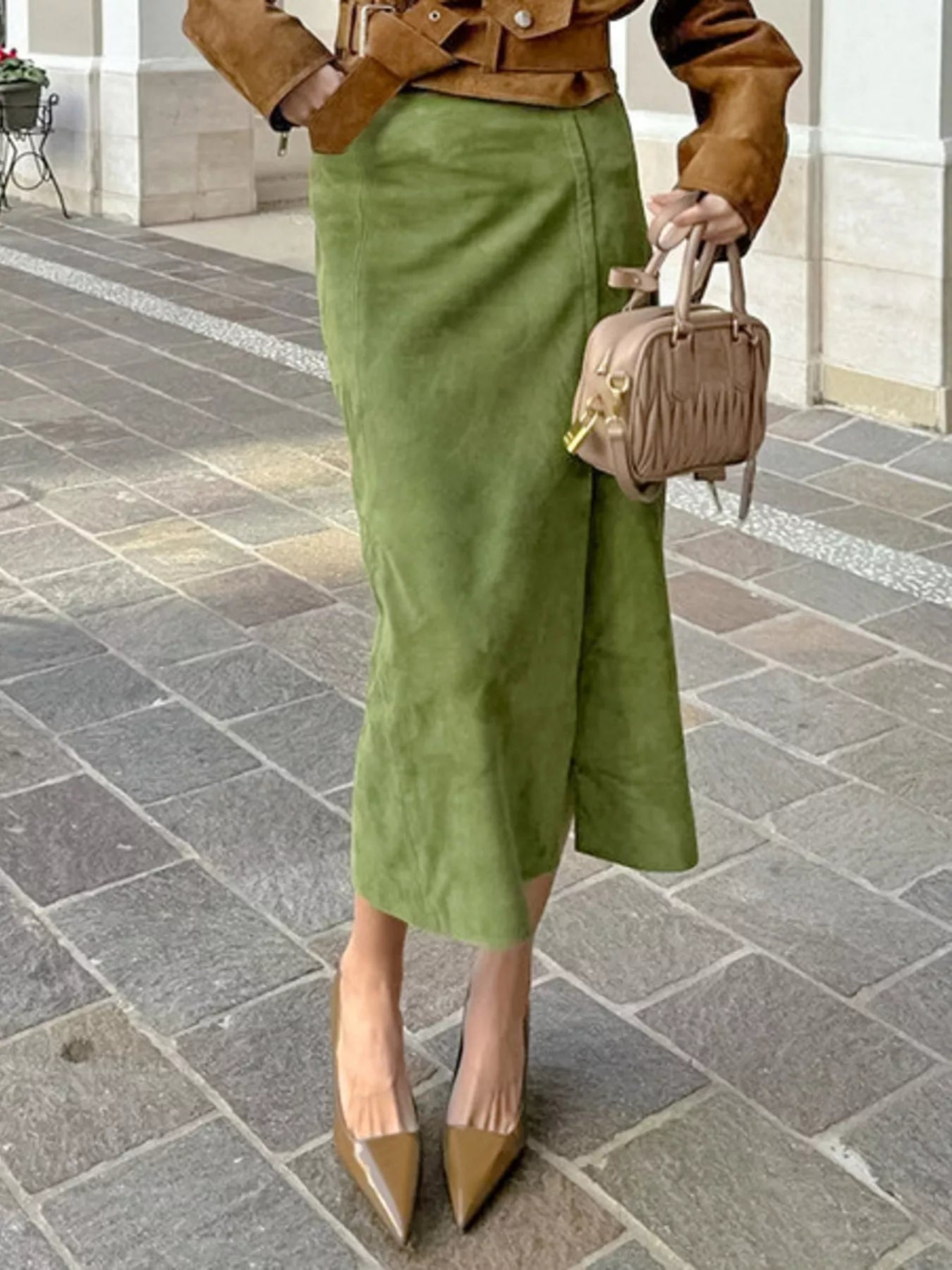Solid Color Midi Skirt - cas7m