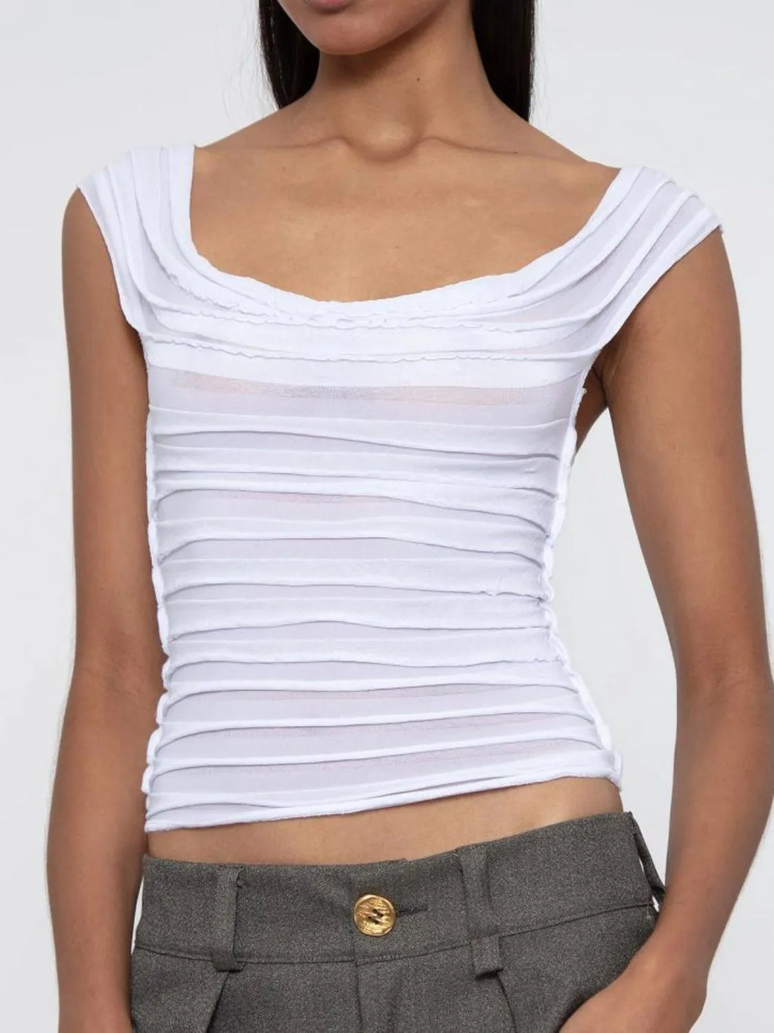 Ruched Solid Tank - cas7m