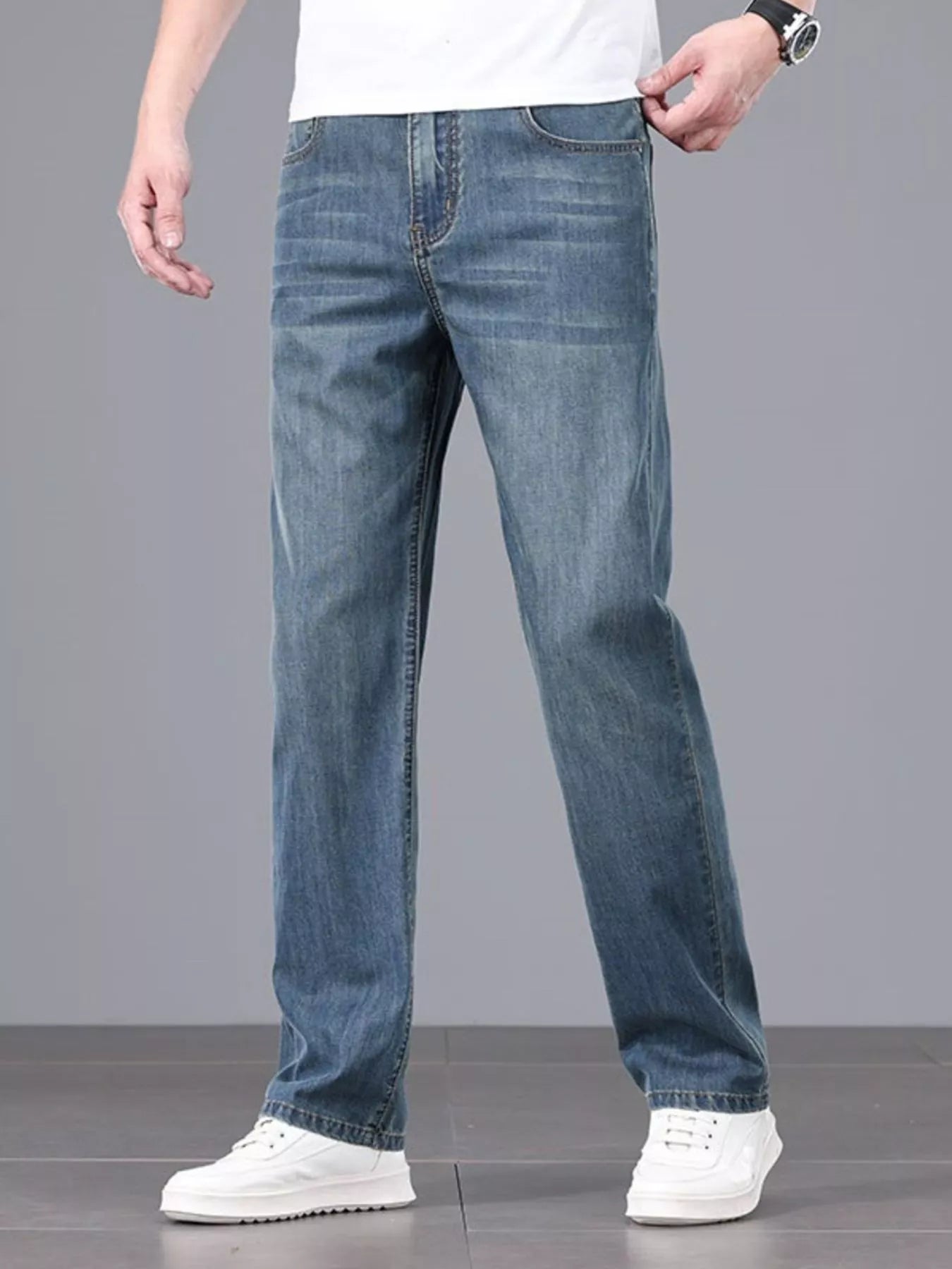 Men's Straight Fit Wash Jeans - cas7m
