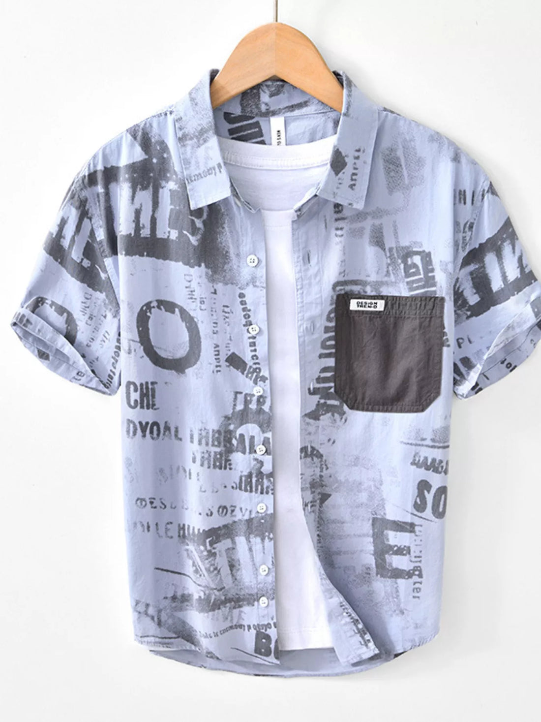 Men's Printed Short Sleeve Shirt - cas7m