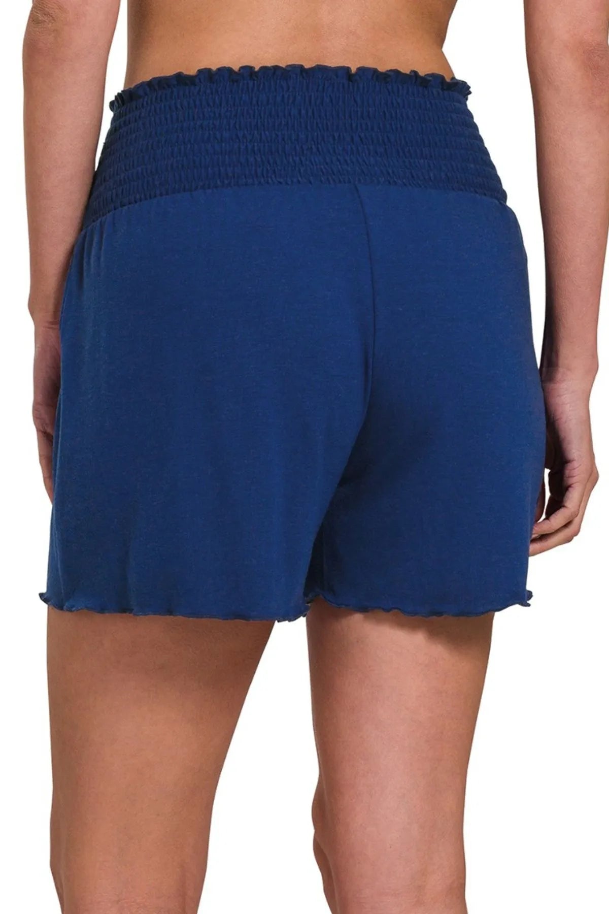 Zenana Elastic Waist Smocked Shorts - cas7m