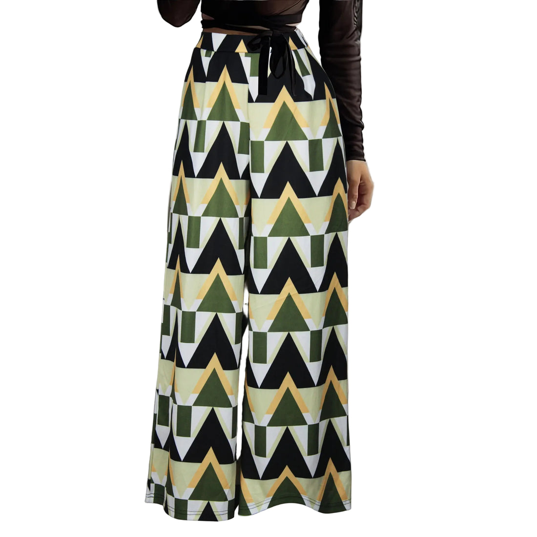 Loose High Waist Wide Leg Printed Straight Casual Pants - cas7m